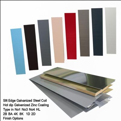 Bobina de Aço Galvanizado por Imersão a Quente com Borda Cortada, Largura de 600-1500 mm e Acabamentos No1, No3, No4, HL, 2B, BA, 4K, 8K, 1D, 2D